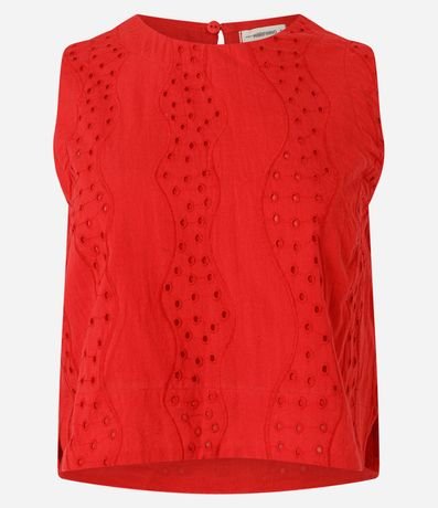 Blusa en Laise con Cuello Redondo y Bordado Cutout 5