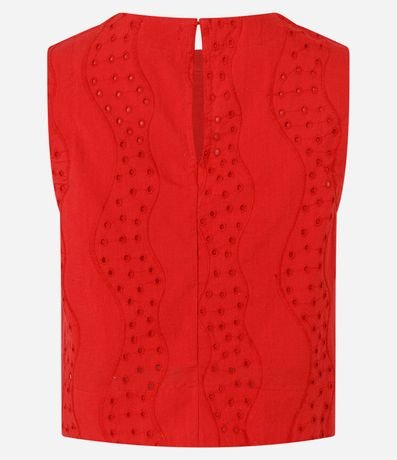 Blusa en Laise con Cuello Redondo y Bordado Cutout 7