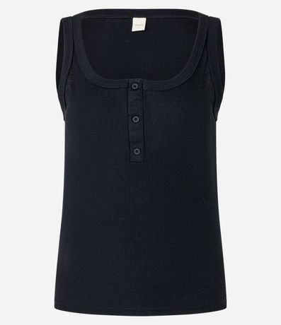 Blusa Musculosa en Rib con Media Vista de Botones 5
