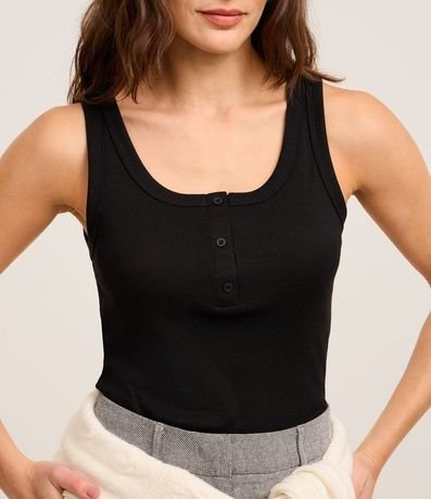 Blusa Musculosa en Rib con Media Vista de Botones 4