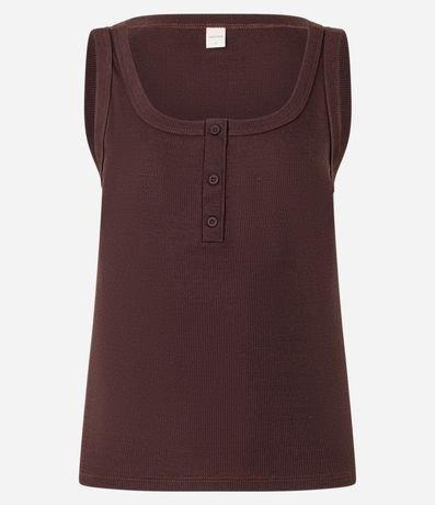 Blusa Musculosa en Rib con Media Vista de Botones 7