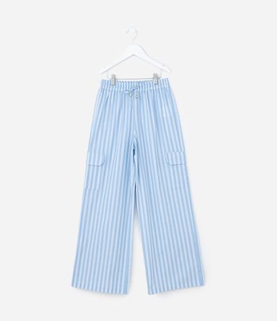 Pantalón Infantil en Tricolina con Estampa Rayada y Bolsillos - Talle 5 a 14 años