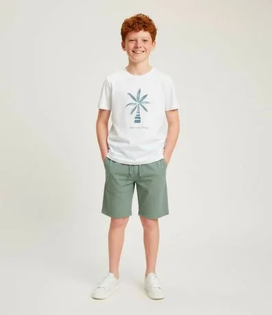 Remera Infantil con Estampa Relieve Palmera - Tam  5 a 14 años