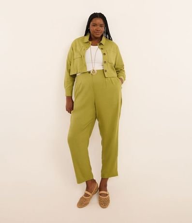 Pantalón Carrot en Viscolino con Pliegues Curve & Plus Size