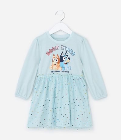 Vestido Infantil en Tule con Estampa Bluey - Talle 1 a 5 años