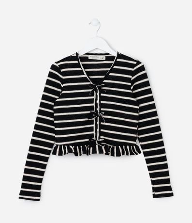 Blusa Corta Infantil con Lacitos y Rayas - Talle 5 a 14 años