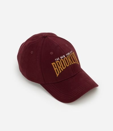 Gorra en Sarga con Estampa Brooklyn
