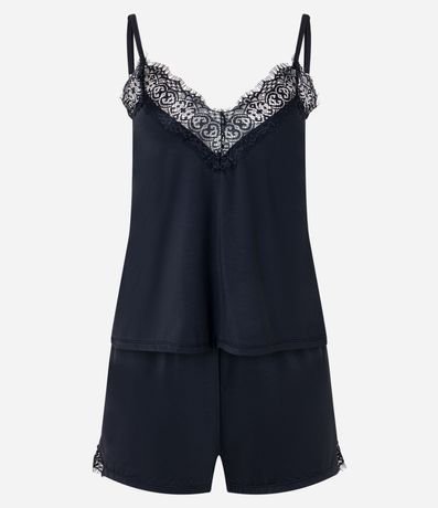 Pijama Short Doll en Microfibra con Aplicación de Encaje 4