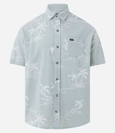 Camisa Relaxed en Tricolina con Bolsillo y Estampa Palmeras 5