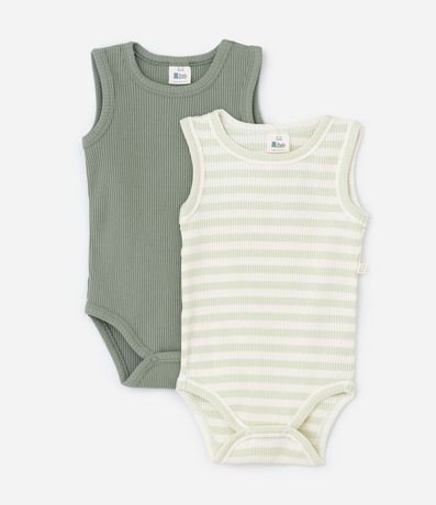 Kit 02 Bodies Infantiles en Rib Canelados - Talle 0 a 18 Meses