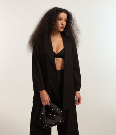 Blazer Alargado en Sastre con Pliegue en las Mangas