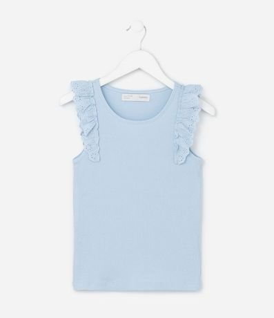 Musculosa Infantil en Rib con Volado de Broderie - Talle 5 a 14 años 1
