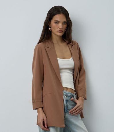 Blazer Oversized Alargado en Sastrería con Pliegues en el Puño