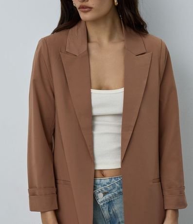 Blazer Oversized Alargado en Sastrería con Pliegues en el Puño