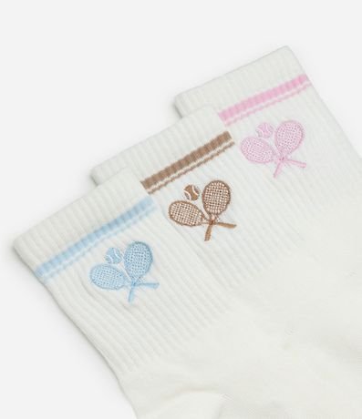 Kit 03 Medias Caña Larga en Algodón con Bordado de Raqueta de Campiones 4