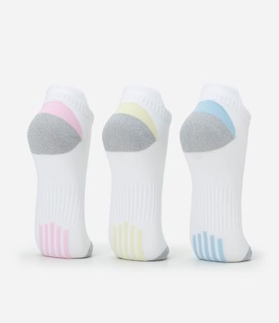 Kit 03 Medias Deportivas Caña Corta en Poliamida con Detalles Coloridos 3