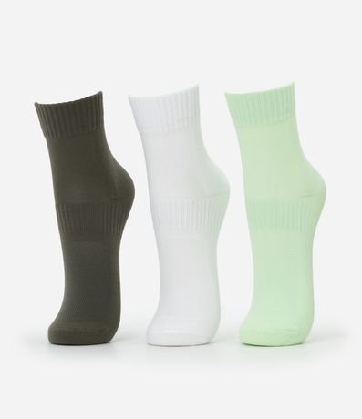 Kit 03 Medias Deportivas Cano Mediano en Poliamida con Logo Get Over