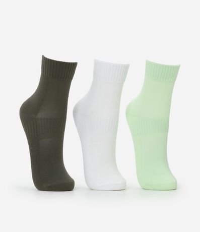 Kit 03 Medias Deportivas Cano Mediano en Poliamida con Logo Get Over 2