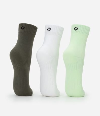 Kit 03 Medias Deportivas Cano Mediano en Poliamida con Logo Get Over 3