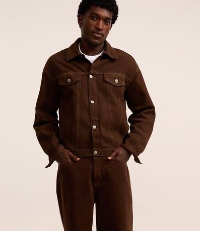 Pantalón Super Baggy en Sarga con Pespunte Contrastante 4