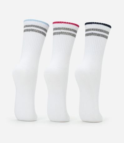 Kit 03 Medias Caña Larga Deportivas en Algodón con Rayas 3