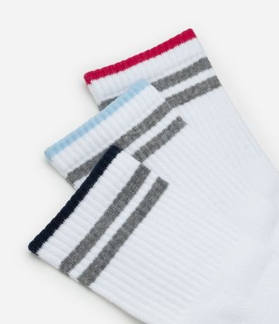 Kit 03 Medias Caña Larga Deportivas en Algodón con Rayas 4