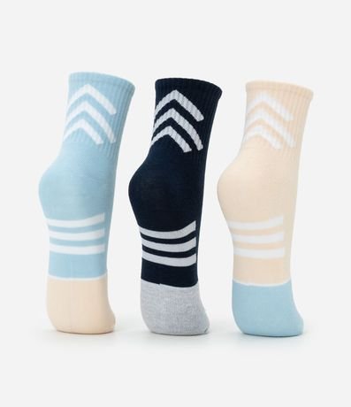 Kit 03 Medias Cano Mediano Deportivas en Algodón con Rayas Diagonales 3