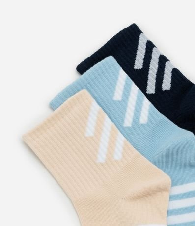 Kit 03 Medias Cano Mediano Deportivas en Algodón con Rayas Diagonales 4
