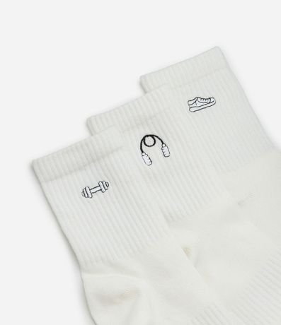 Kit 03 Medias Cano Mediano de Algodón con Bordados de Objetos de Academia 4