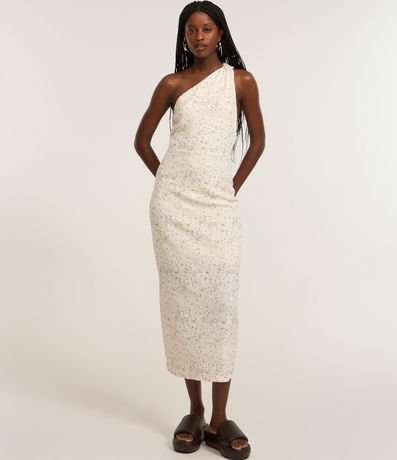 Vestido Midi con Hombro Único y Textura