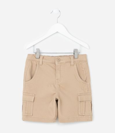 Bermuda Infantil en Sarga Liso con Bolsillos Cargo - Talle 5 a 14 años