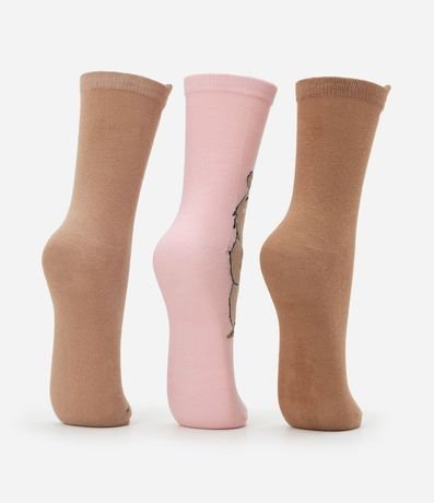 Kit 03 Medias Caña Larga en Algodón con Estampa Carpincho Milk Shake 3