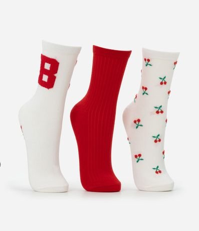 Kit 05 Medias Caña Larga en Algodón con Estampas Tiernas Variadas 3