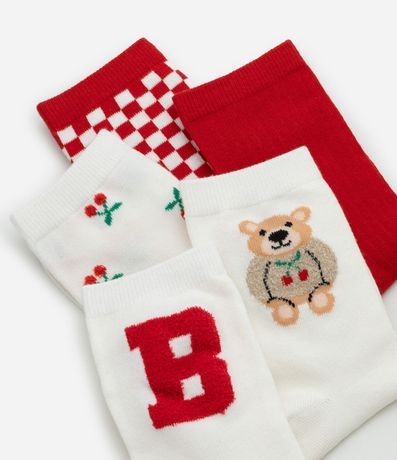 Kit 05 Medias Caña Larga en Algodón con Estampas Tiernas Variadas