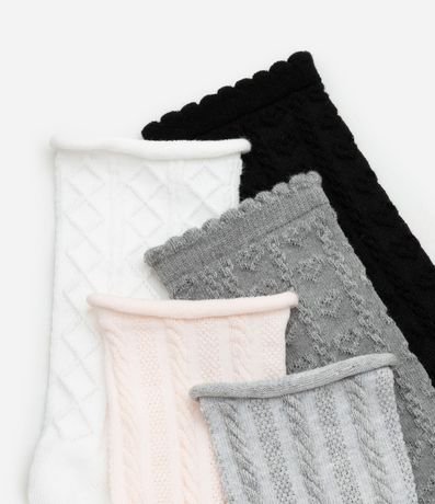 Kit 05 Medias Caña Larga en Algodón con Texturas Geométricas Variadas 4