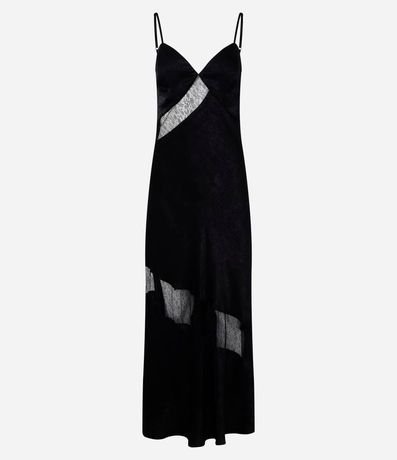 Vestido Evasê Largo en Satén con Detalles de Encaje y Textura 5