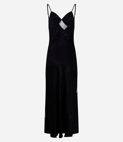 Vestido Evasê Largo en Satén con Detalles de Encaje y Textura 6