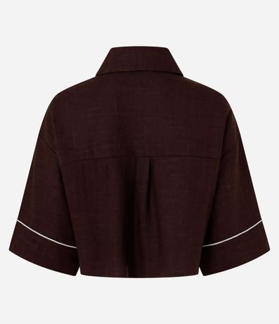 Camisa en Viscolino con Bies Contrastante y Corte de Kimono 8