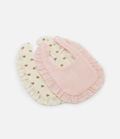 Kit 02 Baberos Infantiles con Estampa de Corazones - Talle Único