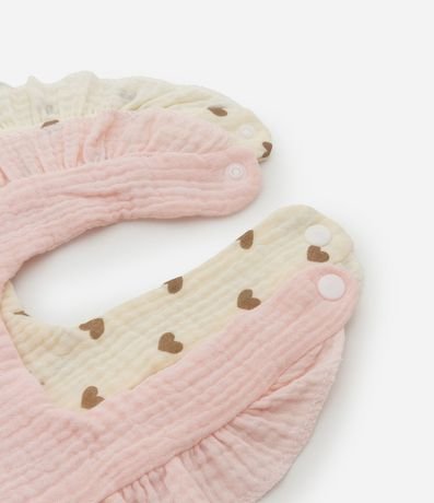 Kit 02 Baberos Infantiles con Estampa de Corazones - Talle Único 3