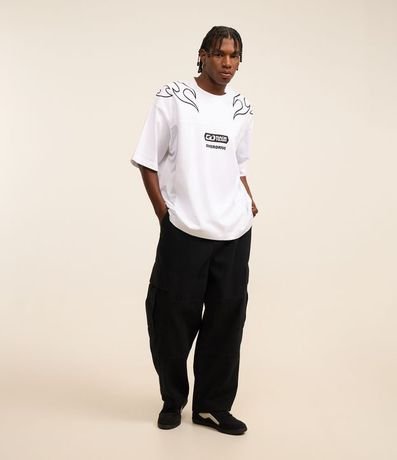 Pantalón Sarga Liso Skater con Bolsos Cargos