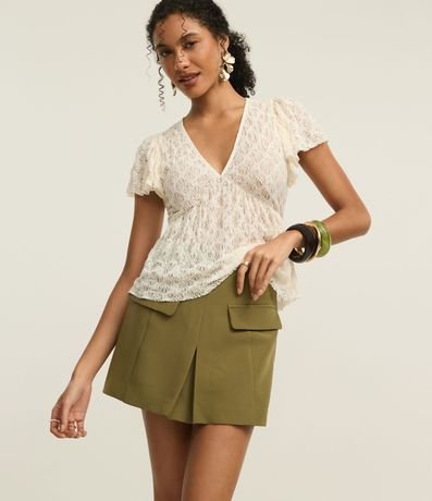 Short Pollera Sastre con Solapas y Recorte V con Traspase 2