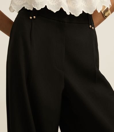 Pantalón Wide Leg Sastrería con Cintura Doble y Detalle de Remache 4