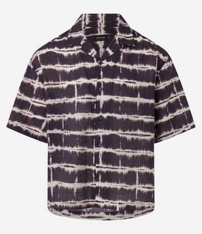 Camisa Boxy en Chiffon con Estampa Tie Dye y Textura Bowling 6