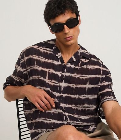 Camisa Boxy en Chiffon con Estampa Tie Dye y Textura Bowling 4