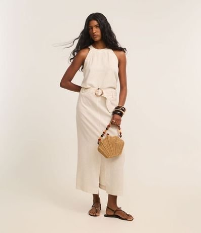 Blusa en Viscolino con Cuello Halter y Costura Aparente 2