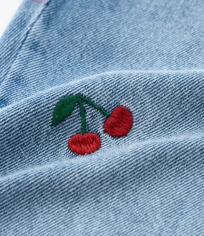 Pantalón Balloon Infantil en Jeans con Bordado de Cerezas - Talle 5 a 14 años 3
