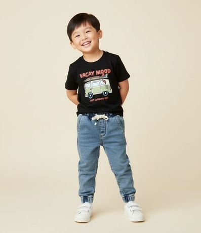 Pantalón Jogger Infantil en Jeans con Cintura Elástica - Talle 1 a 5 años
