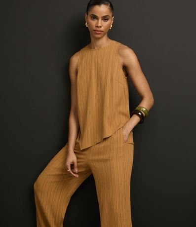 Pantalón Recto Cintura Alta en Viscosa con Cintura Elástica 5