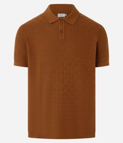 Polo de Algodón Regular con Textura Geométrica 5